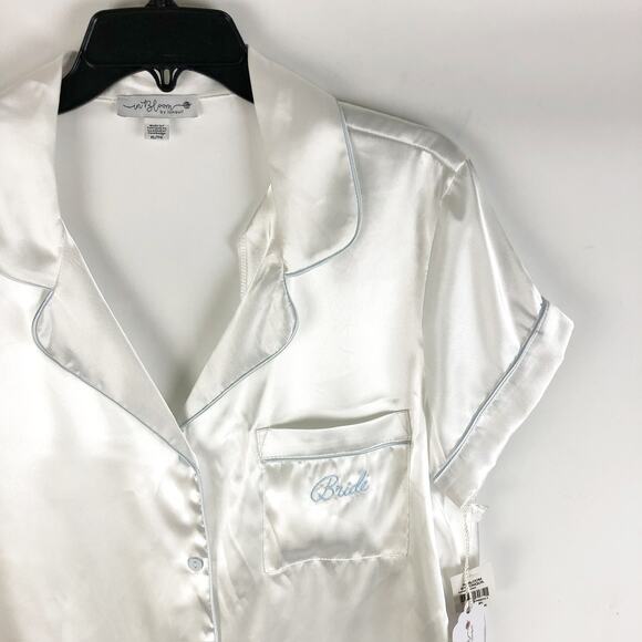 In Bloom by Jonquil Womens Mrs Satin Short Pajama Set XL Ivory The Bride NWT - Picture 5 of 14